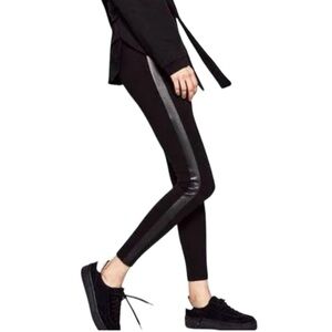 Zara Trafaluc tuxedo leggings/pants with vegan leather stripe